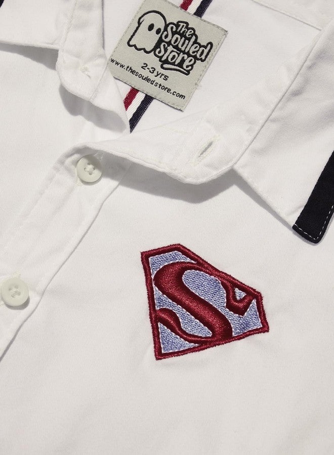 ذا سوليد ستور متجر ذا سوليد ستور الرسمي - تشكيلة سوبرمان الأصلية: قمصان قطنية مطبوعة برسومات وأزرار بأكمام قصيرة للأولاد من فيلم رجل الفولاذ - Image 5